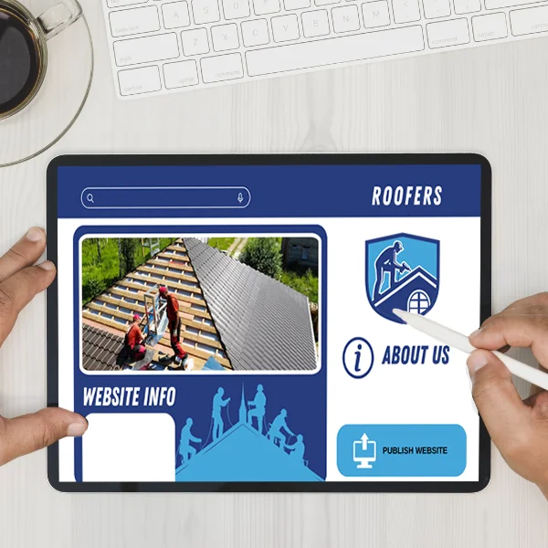 Image showcasing website development and optimization for a roofing company.